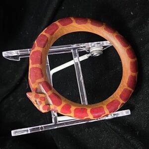 Wooden Giraffe Bracelet #2, Handmade, Tan & Brown, Vintage, 1998, Uganda